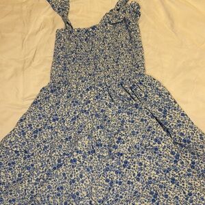 Floral Blue and White Dress